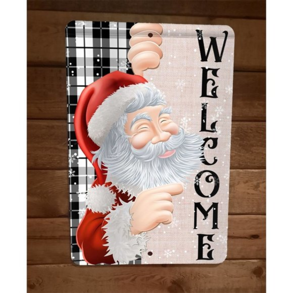 Merry Christmas Welcome Santa Clause Xmas 8x12 Metal Wall Sign Animal Poster